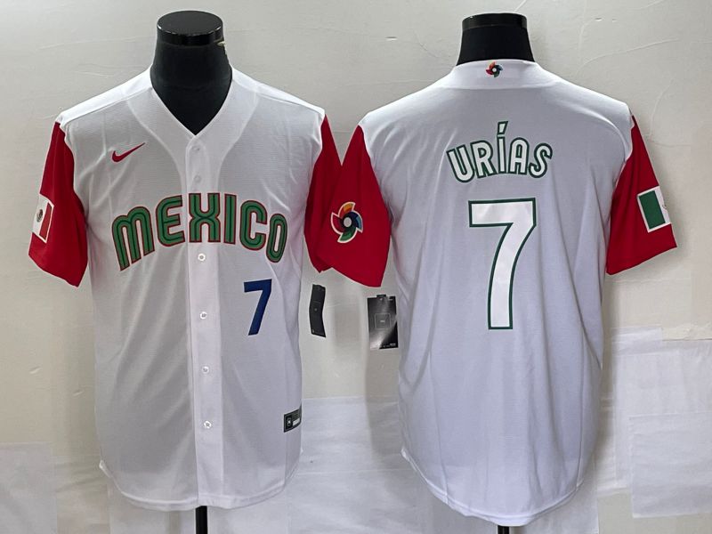 Men 2023 World Cub Mexico 7 Urias White white Nike MLB Jersey3